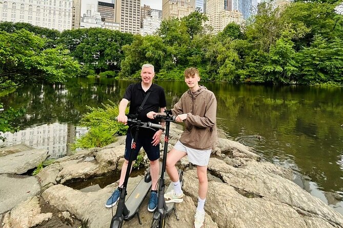 New York Central Park Guided Electric Scooter Tour - Gapstow Bridge, Central Park Zoo, and Balto: water views and the heavy moment