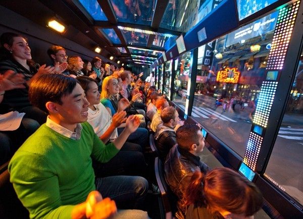 New York City: The Ride Interactive Bus Tour - The Bus Tech: screens, surround sound, and the On Air effect