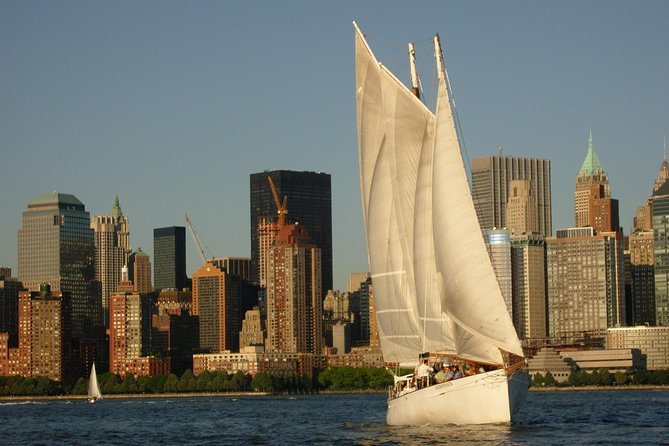 New York Sunset Schooner Cruise on the Hudson River - First Stop: Chelsea Piers to a Skyline That Turns Gold Fast