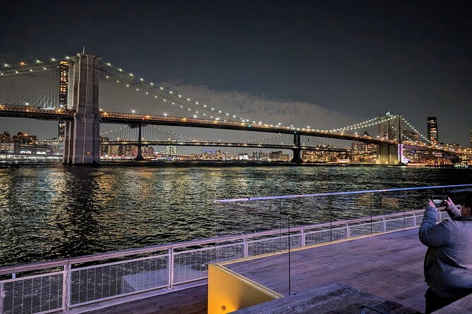 NYC Holiday Lights Tour - Stop 4: South Street Seaport and the Brooklyn Bridge at Night
