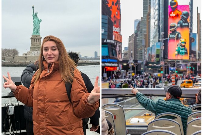 NYC Night Bus Sightseeing Tour with Free Statue of Liberty Cruise - Riding the night bus: audio, comfort, and real-world issues to expect