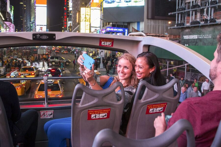 NYC: Sightseeing Night Tour by Open-Top Bus with Live Guide - Times Square and the Broadway glow: your fast introduction to the Theater District