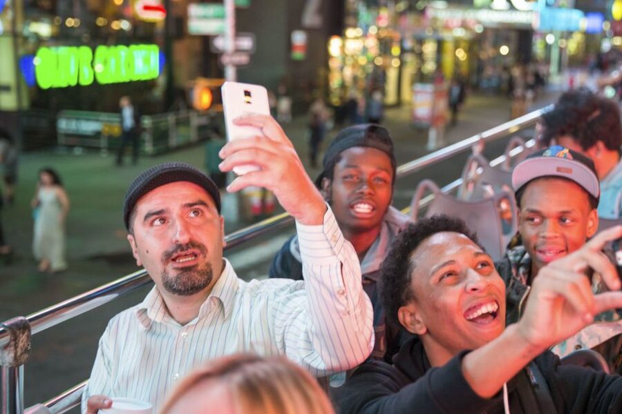 NYC: Sightseeing Night Tour by Open-Top Bus with Live Guide - Meeting at M&M’s World: arrive early and plan for exact timing
