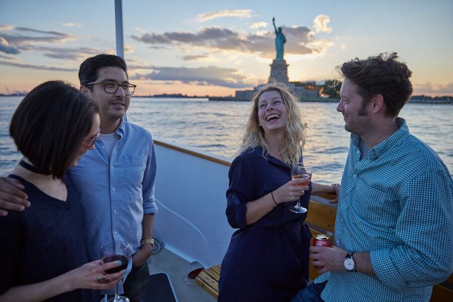 NYC: Sunset Cruise on a Small Yacht with a Drink - Open bow or glassed-in cabin: where you should stand