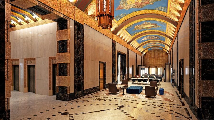 Unveiling New York City's Most Breathtaking Lobbies - Hotel Lobbies with Chandeliers and Marble Floors