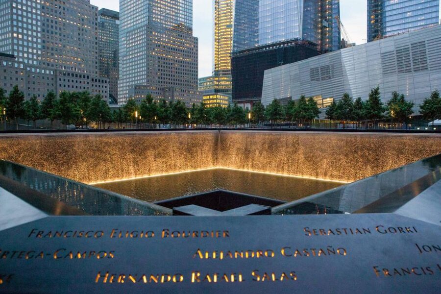 World Trade Center 911 and Ground Zero Walking Tour - Winter Garden and Eleven Tears: reconstruction with names attached